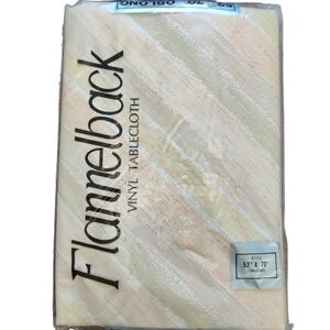 Vintage Tablecloth Flannelback Vinyl 52 x 70 Oblong Rectangle 80's Neutral Beige